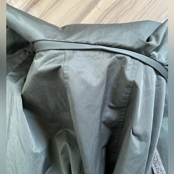 Matcha Story hooded long  line zipper button trench jacket Sz L - Picture 7 of 12